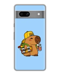 Чехол для Google Pixel 7A с картинкой «Капибара на скейте»