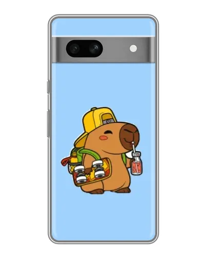 Чехол для Google Pixel 7A с картинкой «Капибара на скейте»