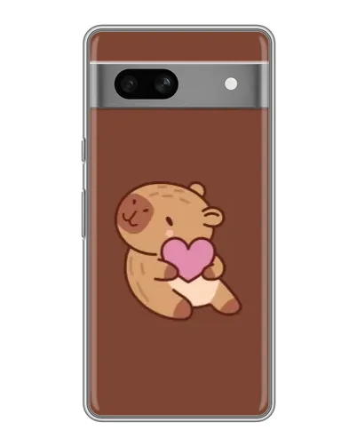 Чехол для Google Pixel 7A с картинкой «Капибара с сердцем»