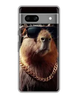Чехол для Google Pixel 7A с картинкой «Капибара золотая цепь»