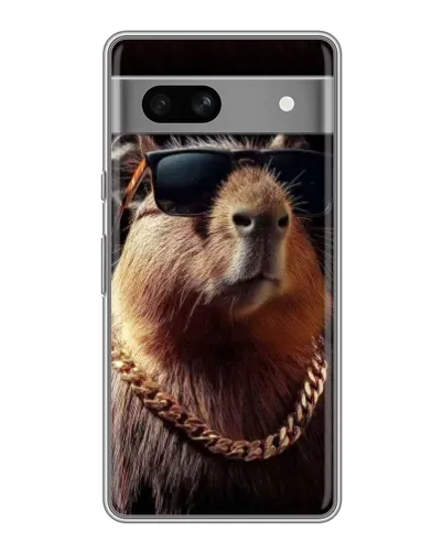 Чехол для Google Pixel 7A с картинкой «Капибара золотая цепь»