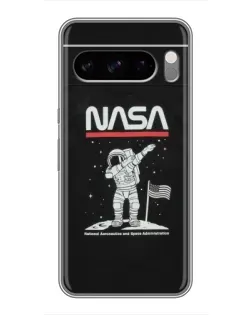 Чехол для Google Pixel 8 Pro с картинкой «NASA — шагаем по Луне»