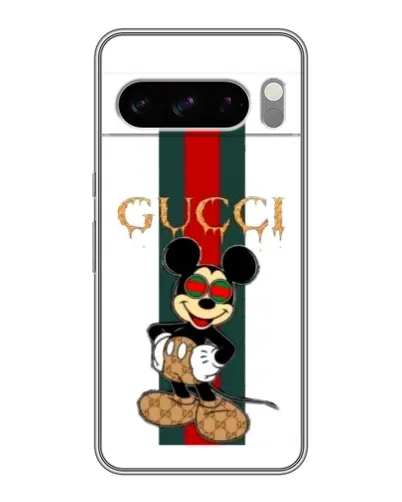 Чехол для Google Pixel 8 Pro с картинкой «Микки Маус Gucci — полосы»