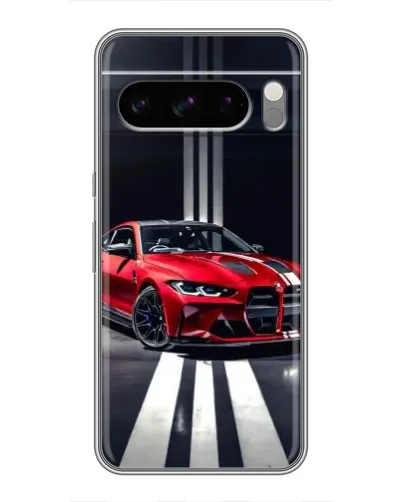 Чехол для Google Pixel 8 Pro с картинкой «Красная BMW на дороге»