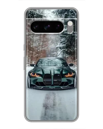 Чехол для Google Pixel 8 Pro с картинкой «BMW в зимнем лесу»