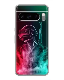 Чехол для Google Pixel 8 Pro с картинкой «PUBG — огненный воин»