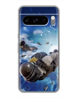 Чехол для Google Pixel 8 Pro с картинкой «Десант PUBG — прыжок»