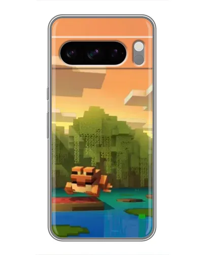 Чехол для Google Pixel 8 Pro с картинкой «Майнкрафт закат солнца»