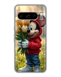Чехол для Google Pixel 8 Pro с картинкой «Микки с тюльпанами»