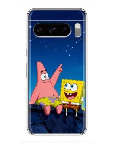 Чехол для Google Pixel 8 Pro с картинкой «Губка Боб и Патрик ночью»