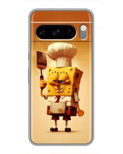 Чехол для Google Pixel 8 Pro с картинкой «Губка Боб повар»