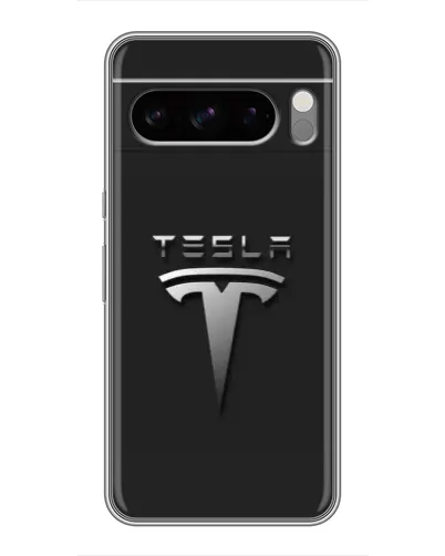 Чехол для Google Pixel 8 Pro с картинкой «Стальной логотип Tesla»