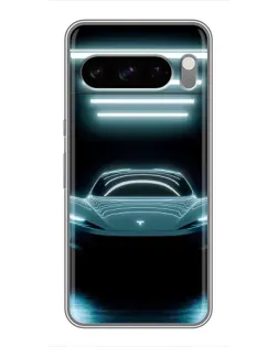Чехол для Google Pixel 8 Pro с картинкой «Tesla в неоне»