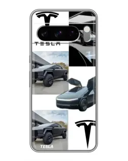 Чехол для Google Pixel 8 Pro с картинкой «Коллаж Cybertruck Tesla»