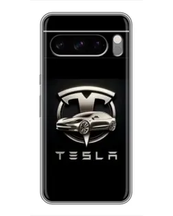 Чехол для Google Pixel 8 Pro с картинкой «Tesla — серебристое авто»