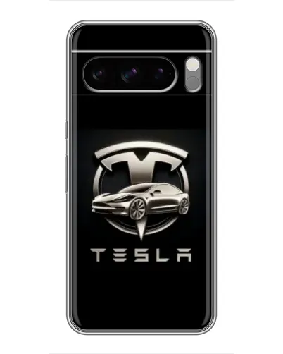 Чехол для Google Pixel 8 Pro с картинкой «Tesla — серебристое авто»