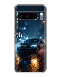 Чехол для Google Pixel 8 Pro с картинкой «Ночной город и Audi»