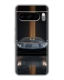 Чехол для Google Pixel 8 Pro с картинкой «Lamborghini золотые линии»