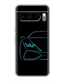 Чехол для Google Pixel 8 Pro с картинкой «Голубой силуэт Lamborghini»