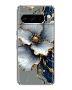 Чехол для Google Pixel 8 Pro с картинкой «Белый цветок и золотой флюид»