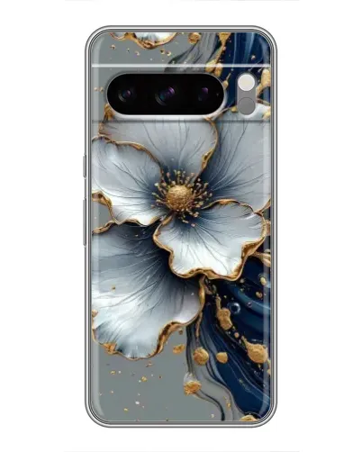 Чехол для Google Pixel 8 Pro с картинкой «Белый цветок и золотой флюид»