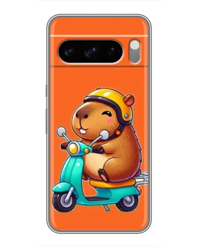 Чехол для Google Pixel 8 Pro с картинкой «Капибара на скутере»