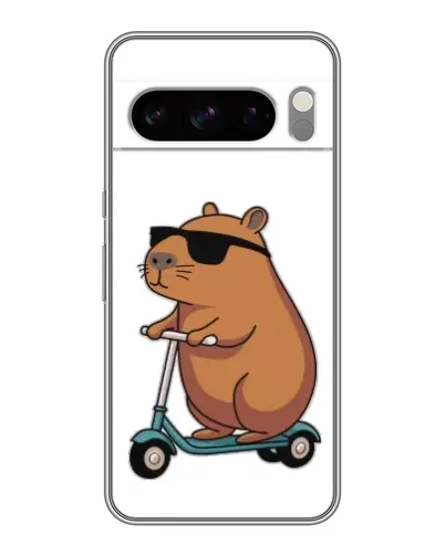 Чехол для Google Pixel 8 Pro с картинкой «Капибара на самокате»