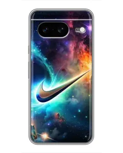 Чехол для Google Pixel 8 с картинкой «Космический Nike Swoosh»
