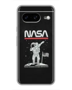 Чехол для Google Pixel 8 с картинкой «NASA — шагаем по Луне»