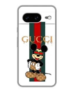 Чехол для Google Pixel 8 с картинкой «Микки Маус Gucci — полосы»