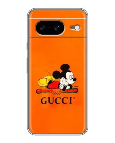 Чехол для Google Pixel 8 с картинкой «Микки Маус Gucci — оранж»
