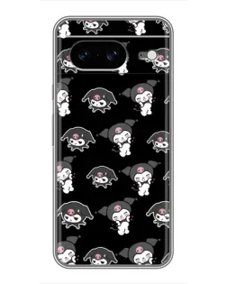 Чехол для Google Pixel 8 с картинкой «Черный паттерн Kuromi»