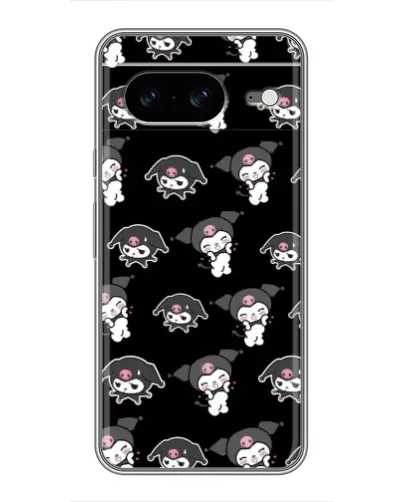 Чехол для Google Pixel 8 с картинкой «Черный паттерн Kuromi»
