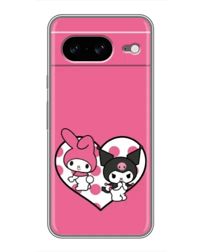 Чехол для Google Pixel 8 с картинкой «Kuromi и My Melody»