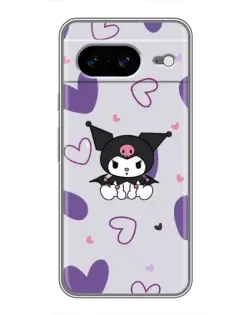 Чехол для Google Pixel 8 с картинкой «Kuromi и лавандовые сердца»