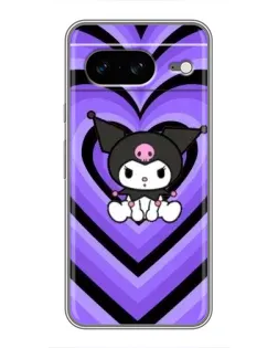 Чехол для Google Pixel 8 с картинкой «Kuromi и фиолетовые сердца»