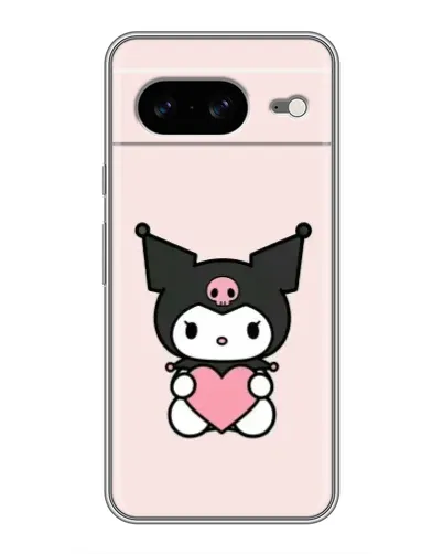 Чехол для Google Pixel 8 с картинкой «Kuromi и сердце»
