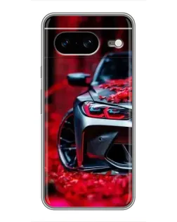 Чохол для Google Pixel 8 з картинкою «Спортивна BMW та квіти»