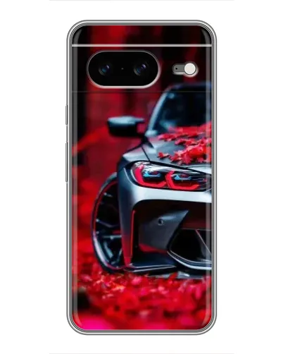 Чохол для Google Pixel 8 з картинкою «Спортивна BMW та квіти»