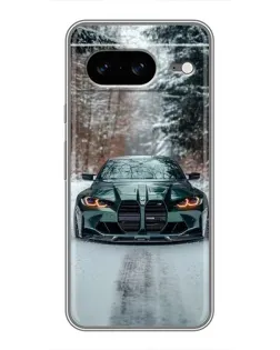 Чохол для Google Pixel 8 з картинкою «BMW у зимовому лісі»