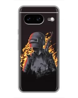 Чохол для Google Pixel 8 з картинкою «PUBG — вогняний силует»