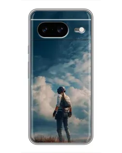 Чохол для Google Pixel 8 з картинкою «Герой PUBG на скелі»