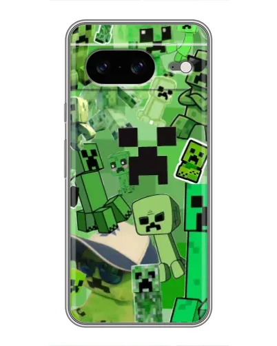 Чехол для Google Pixel 8 с картинкой «Криперы Minecraft»
