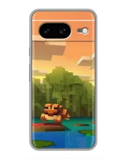 Чохол для Google Pixel 8 з картинкою «Майнкрафт захід сонця»