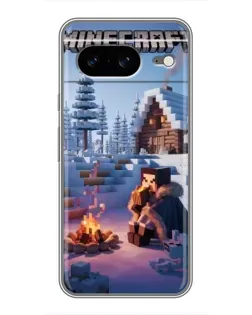 Чехол для Google Pixel 8 с картинкой «Зимний Minecraft»