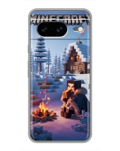 Чехол для Google Pixel 8 с картинкой «Зимний Minecraft»