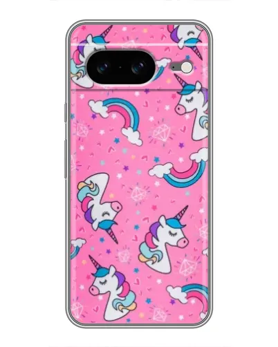 Чехол для Google Pixel 8 с картинкой «Unicorn паттерн розовый»