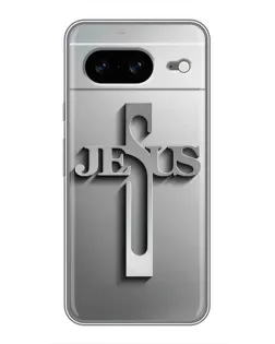 Чохол для Google Pixel 8 з картинкою «Металевий хрест Jesus»