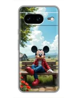 Чехол для Google Pixel 8 с картинкой «Микки на скамейке»