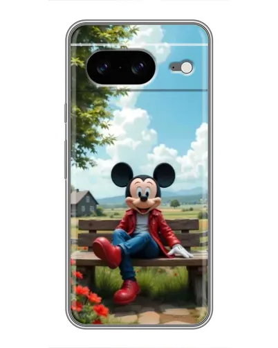 Чехол для Google Pixel 8 с картинкой «Микки на скамейке»